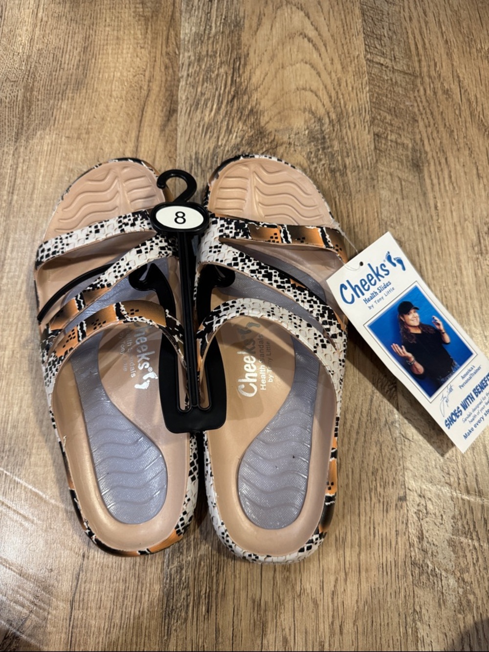 Women's Snake Print Slide Sandals. Cheeks brand Health Slides by Tony Little